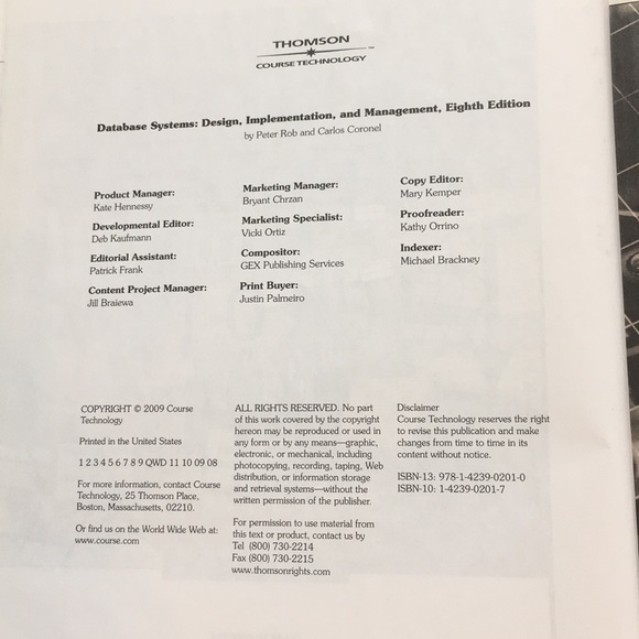 Database Systems, Rob & Coronel Textbook - Picture 4 of 5